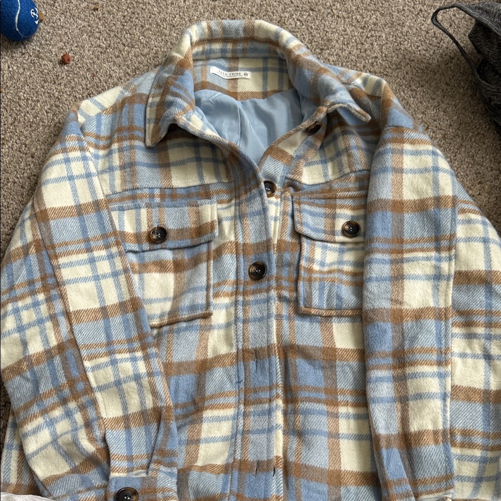 12th Tribe Blue and Cream Plaid Jacket